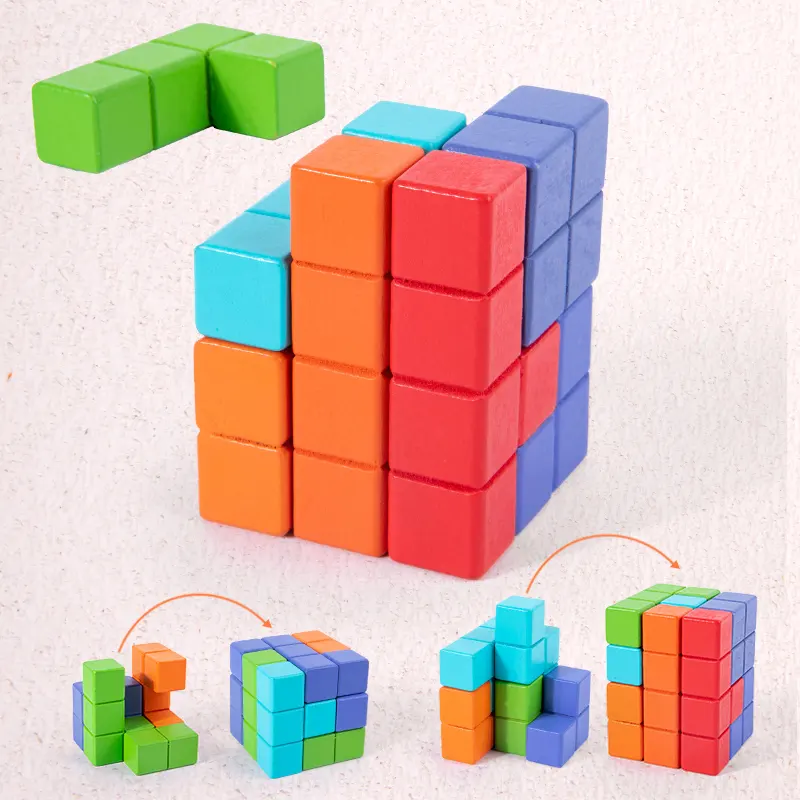 5-in-1 Wooden Logic Training Elephant Building Puzzle Intellectual Challenge Game
