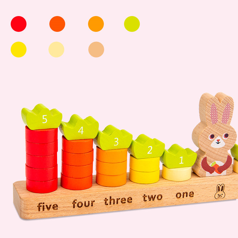 Wooden Rabbit Balance Toy with Math Flashcards - Preschool Math Learning Toy