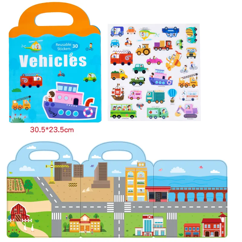 Preschool Montessori Educational  Magnetic Busy Book Reusable Sticker Puzzle Toy