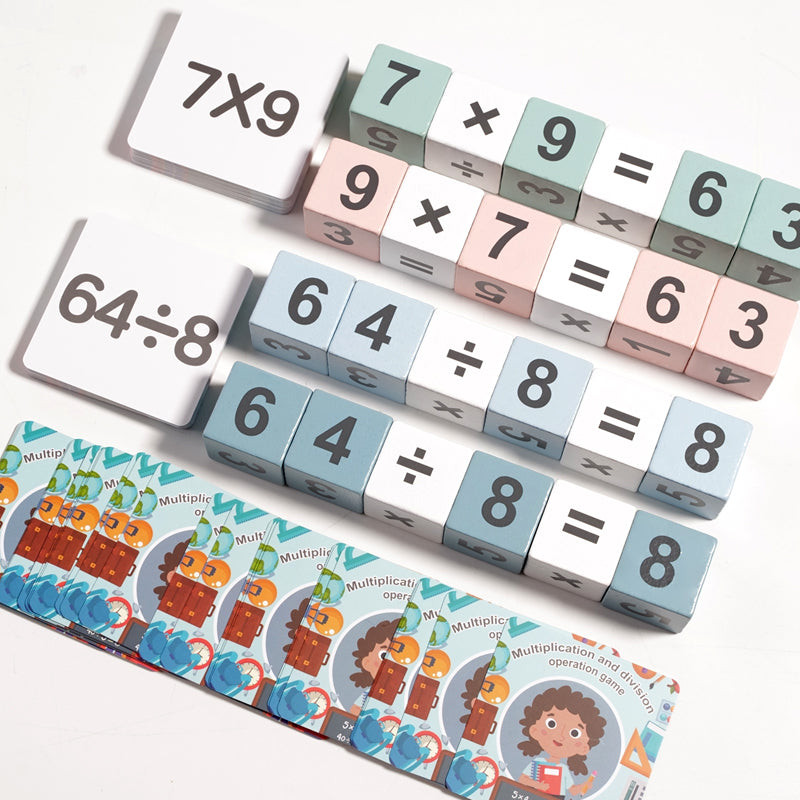 Wooden Math Blocks – Number Matching & Multiplication Game (Parent-Child Activity)