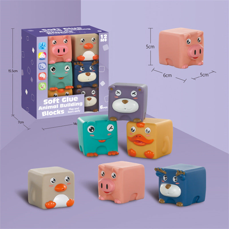 6 PCS Animals Silicon Building Blocks