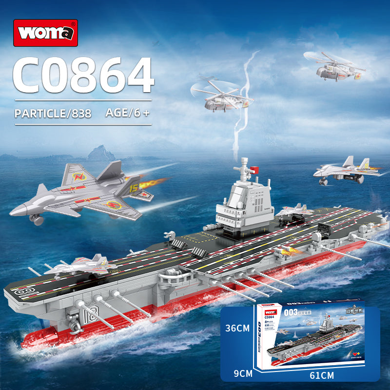 Aircraft Carrier Model Assemble Warship Building Blocks Brick Adult 003 Fujian Ship Toy