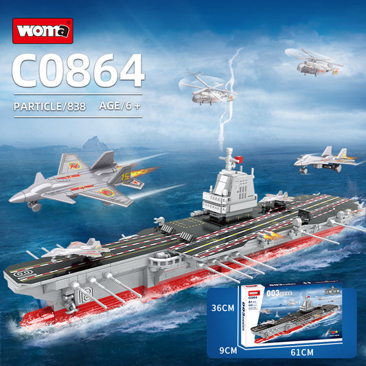 Aircraft Carrier Model Assemble Warship Building Blocks Brick Adult 003 Fujian Ship Toy