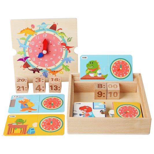 Montessori Wooden Learning Clock - Cognitive Building Blocks & Tabletop Game