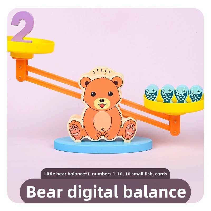 Number Learning Scale – Wooden Bear Counting Toy for Early Math Skills