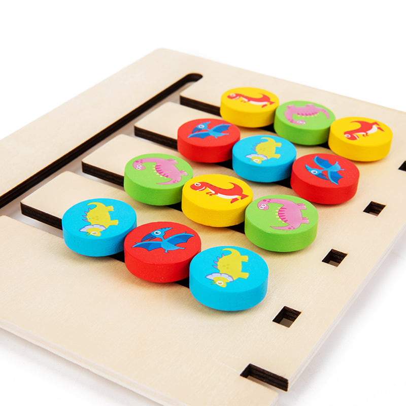 Wooden Dinosaur Puzzle - Color Matching Maze Game for Kids