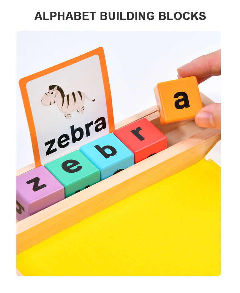 Wooden Sandbox Writing Letters Tray with Alphabet Blocks