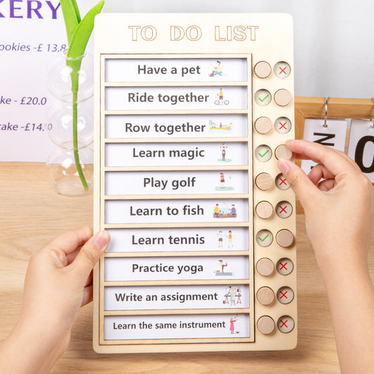 Kids' Daily Routine Board - Wooden Schedule Planner for Self-Discipline (Ages 5-10)