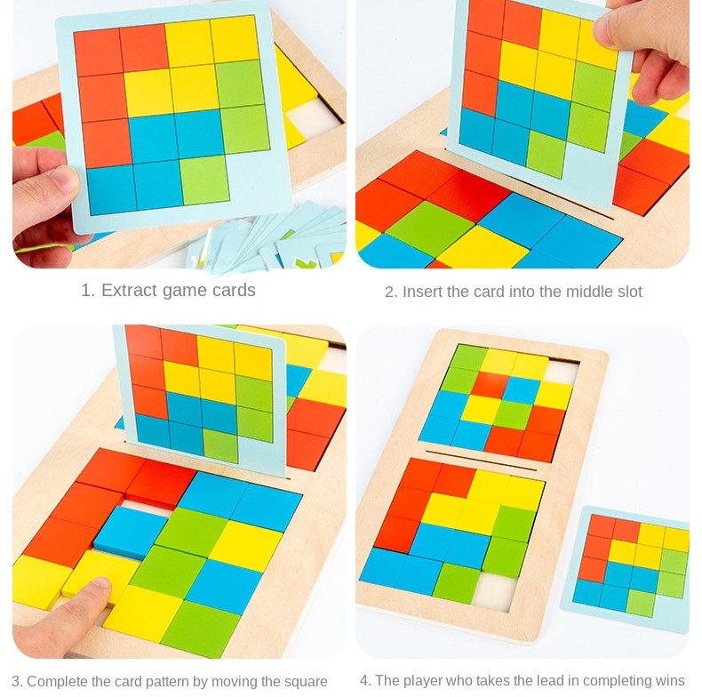 Montessori Battle Puzzle - Wooden 3D Cube Matching Game for Two
