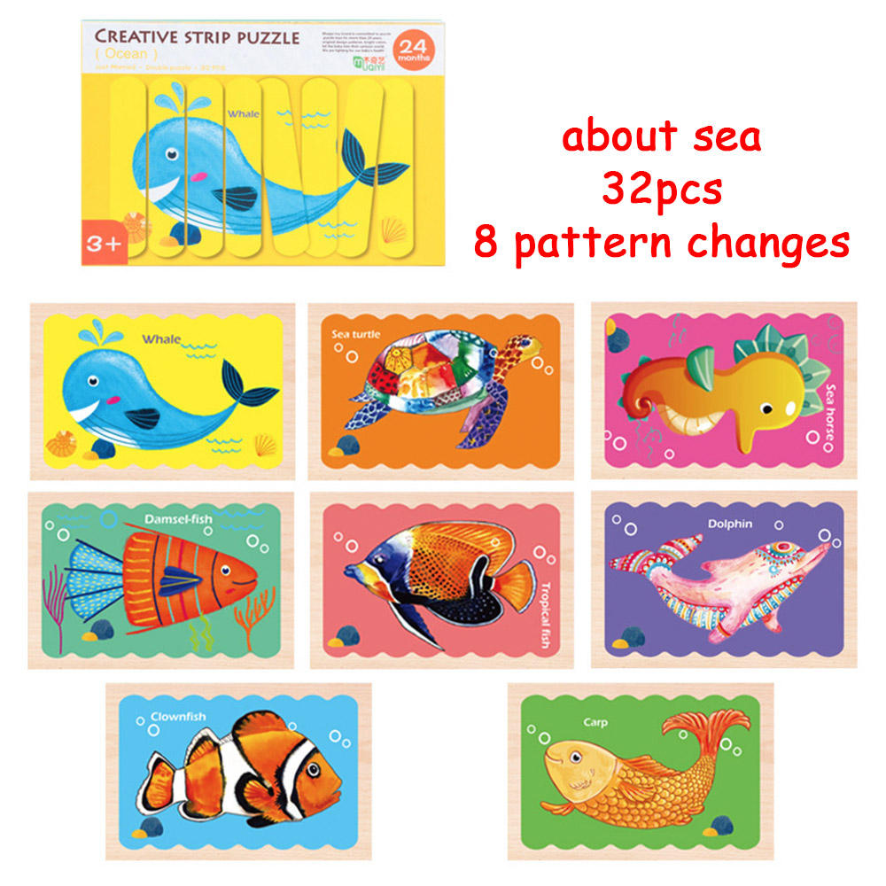 Wooden Educational 32-Piece Ocean Puzzle Jigsaw Toy