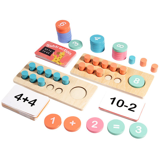 Montessori Math Learning Toy - Wooden Ten Digit Counter & Building Blocks
