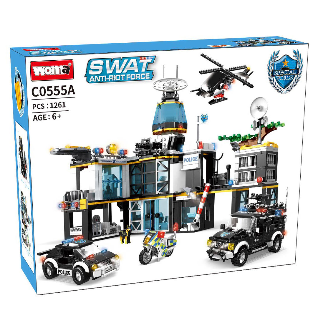 SWAT Team City Building Block Brick Set Police Station Car Toy