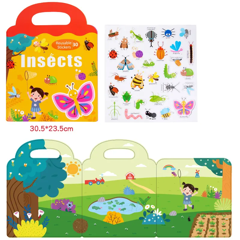 Preschool Montessori Educational  Magnetic Busy Book Reusable Sticker Puzzle Toy
