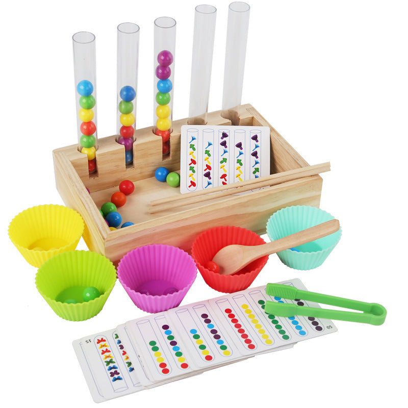 Wooden Clip Bead Game – Counting & Matching Activity for Fine Motor Skills