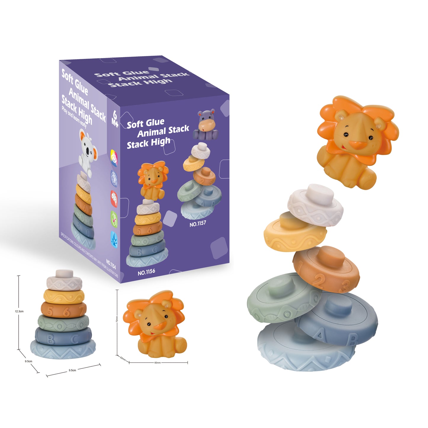 6-Layer Soft Silicone Rings Teething Stacking Tower Toy - 7 PCS