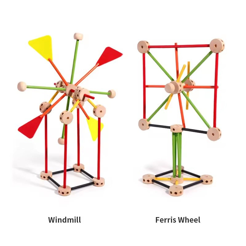 Montessori Wooden DIY Kids Contraption Building & Construction Toy - 68 PCS