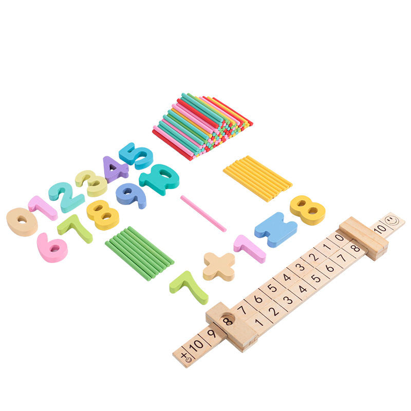 Wooden Addition and Subtraction Ruler Counting Sticks Teaching aid Toy