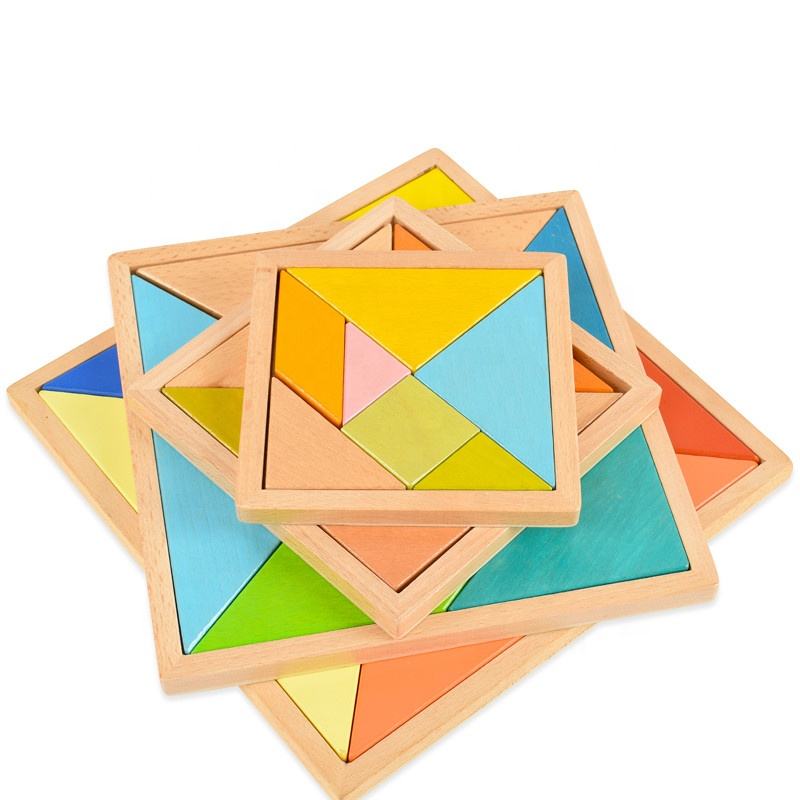 Wooden Colorful Jigsaw Tangram Puzzle