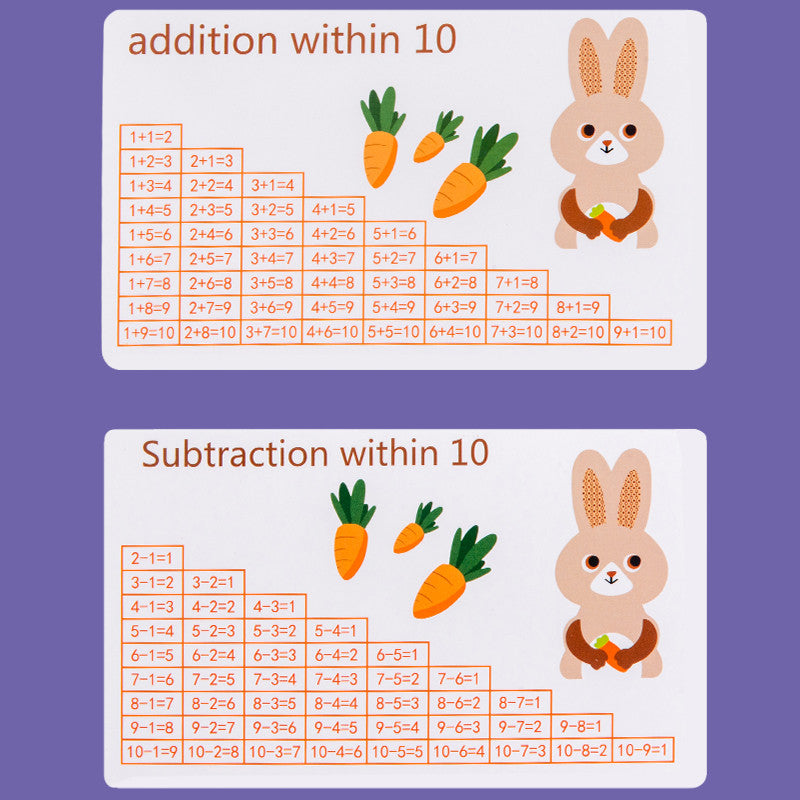 Wooden Rabbit Balance Toy with Math Flashcards - Preschool Math Learning Toy