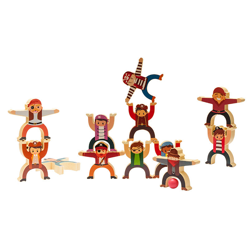 Wooden Equilibrium Stacking Toy – 12-Piece Hercules Balancing Blocks