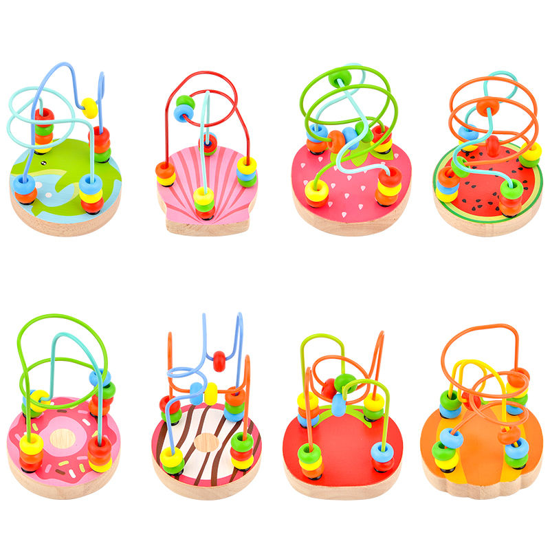 Wooden Around Beads Wire Maze Toy