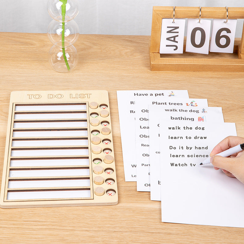 Kids' Daily Routine Board - Wooden Schedule Planner for Self-Discipline (Ages 5-10)