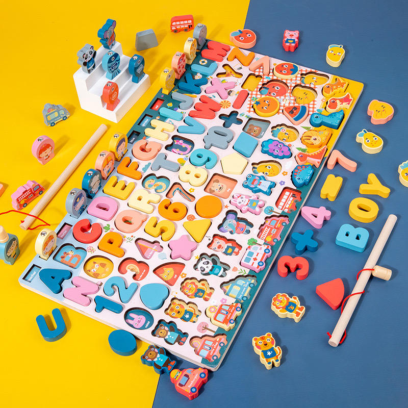 Wooden Multifunctional Logarithmic Board Matching Cognition Puzzle