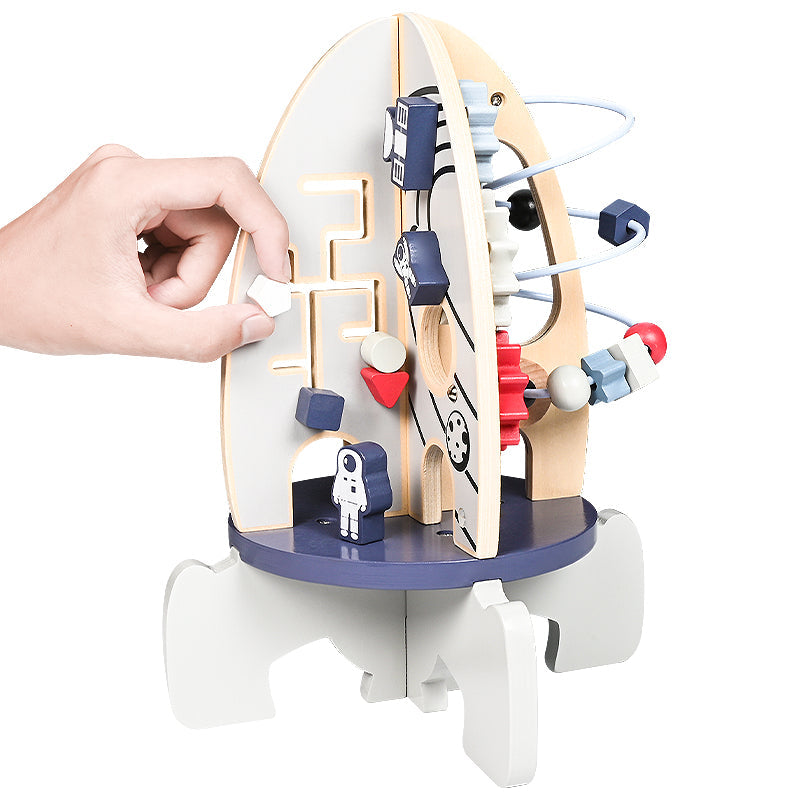 Wooden 4-in-1 Rocket Activity Cube
