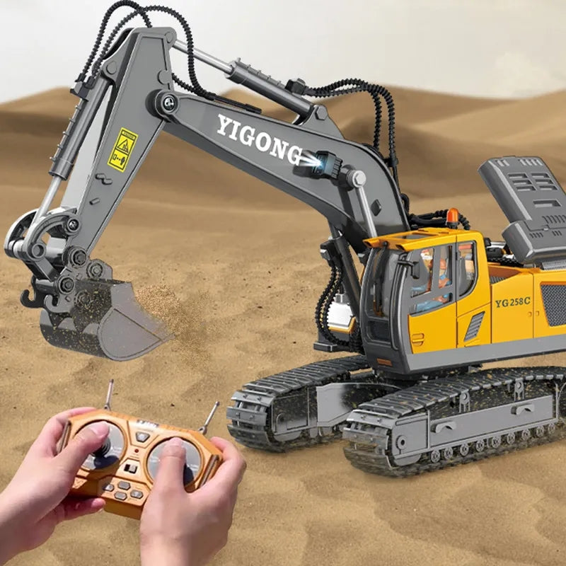 RC Excavator 9-Channel Remote Control Engineering Vehicle - Alloy Version