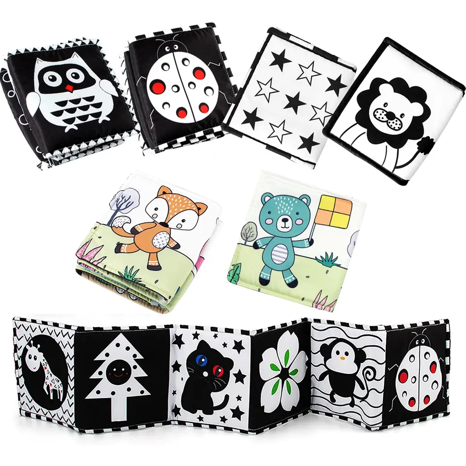 Baby Early Education Black And White High Contrast Washable Soft Fabric Activity Cloth