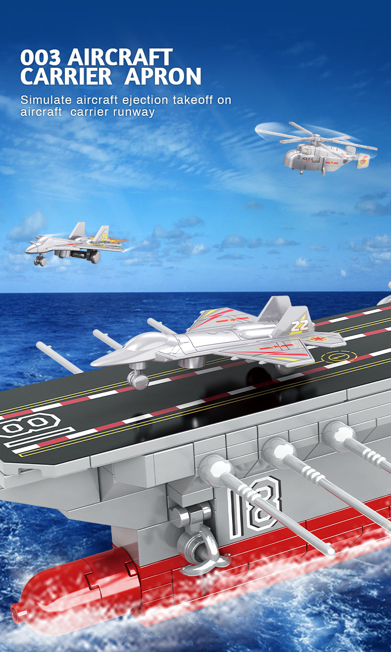 Aircraft Carrier Model Assemble Warship Building Blocks Brick Adult 003 Fujian Ship Toy