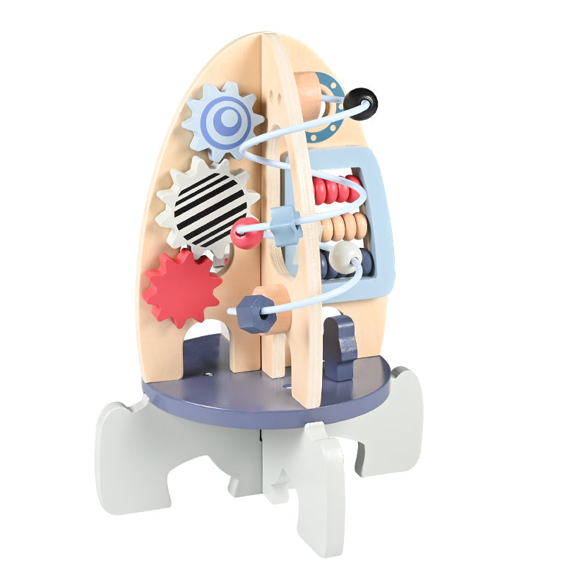 Wooden 4-in-1 Rocket Activity Cube