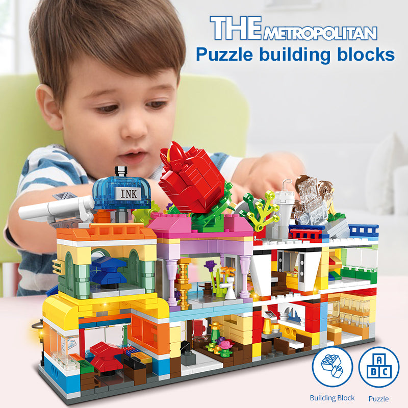 City Series Street View Construction Blocks Set Street Store Mini City Block Modern Model House Toy