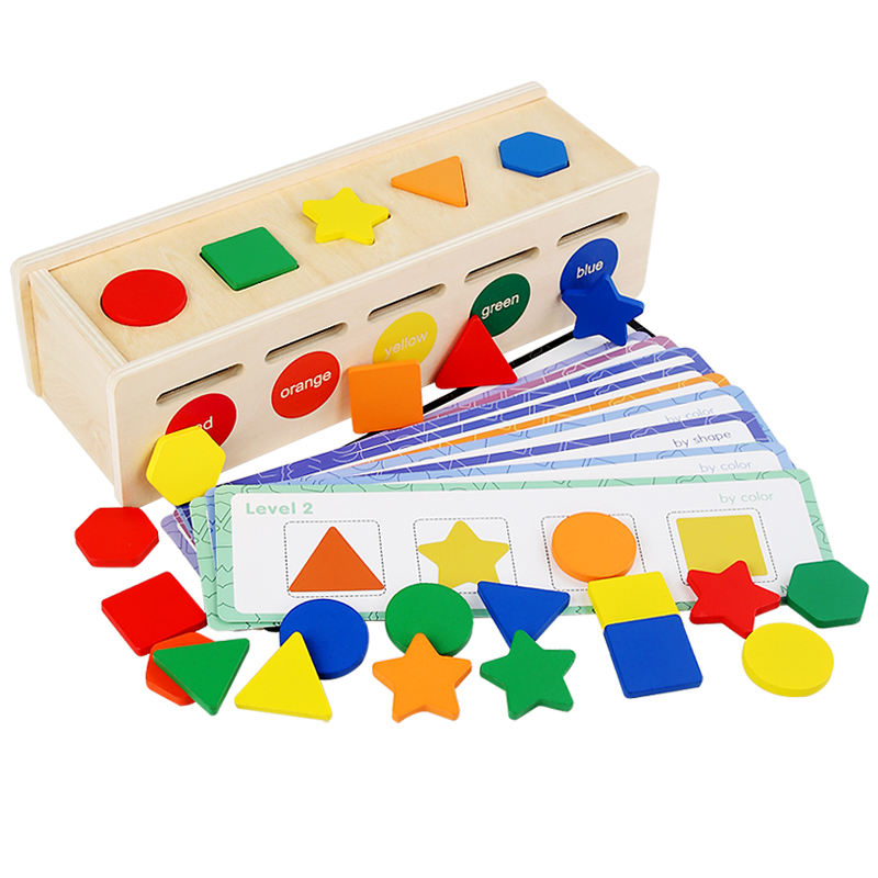 Wooden Montessori Color and Shape Matching Box Puzzle