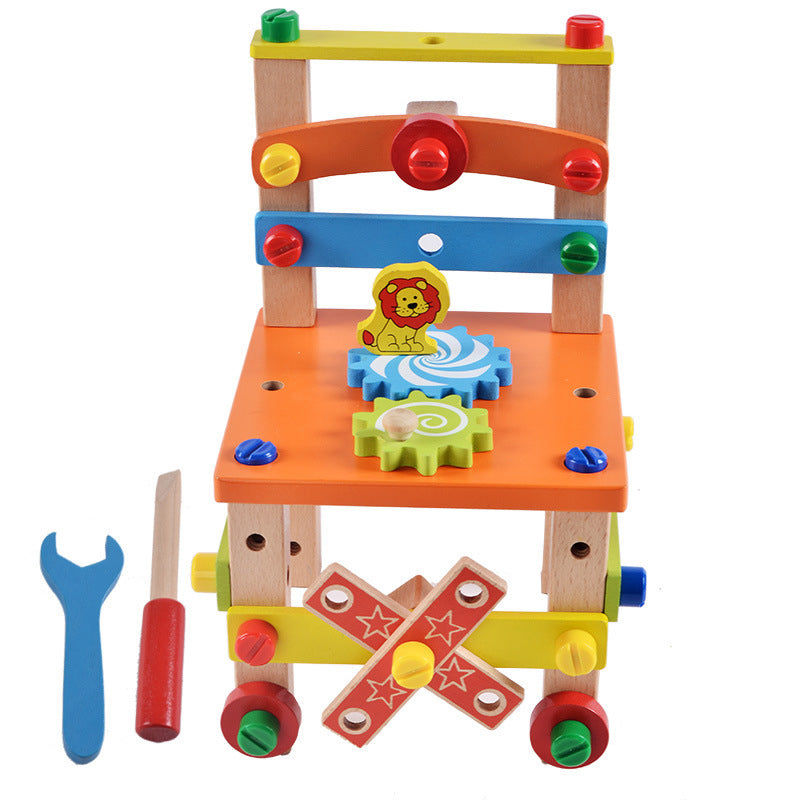 Montessori Building Toy – Wooden Chair Assembly Kit with Tools