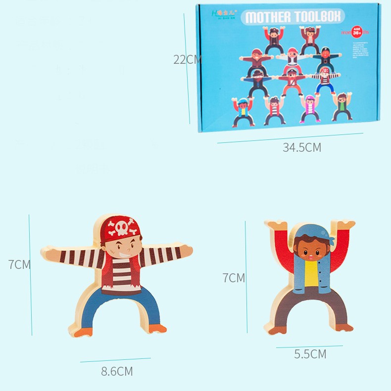 Wooden Equilibrium Stacking Toy – 12-Piece Hercules Balancing Blocks
