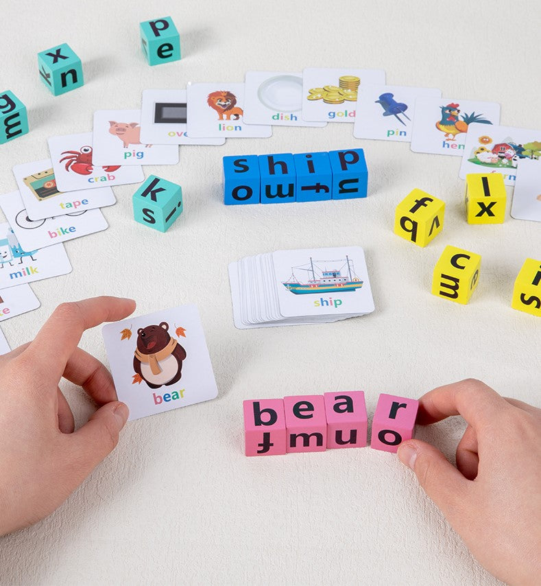 Wooden Montessori English Alphabet Puzzle Spelling Words Game