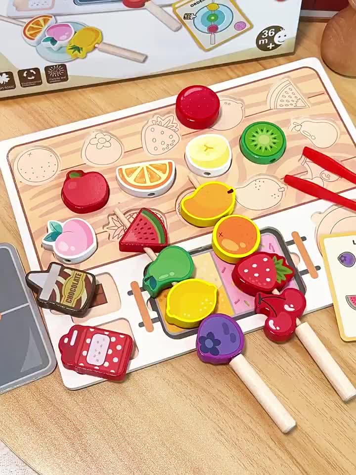Wooden Fruit Puzzle Sticks – Montessori Early Learning & Kitchen Pretend Play Toy