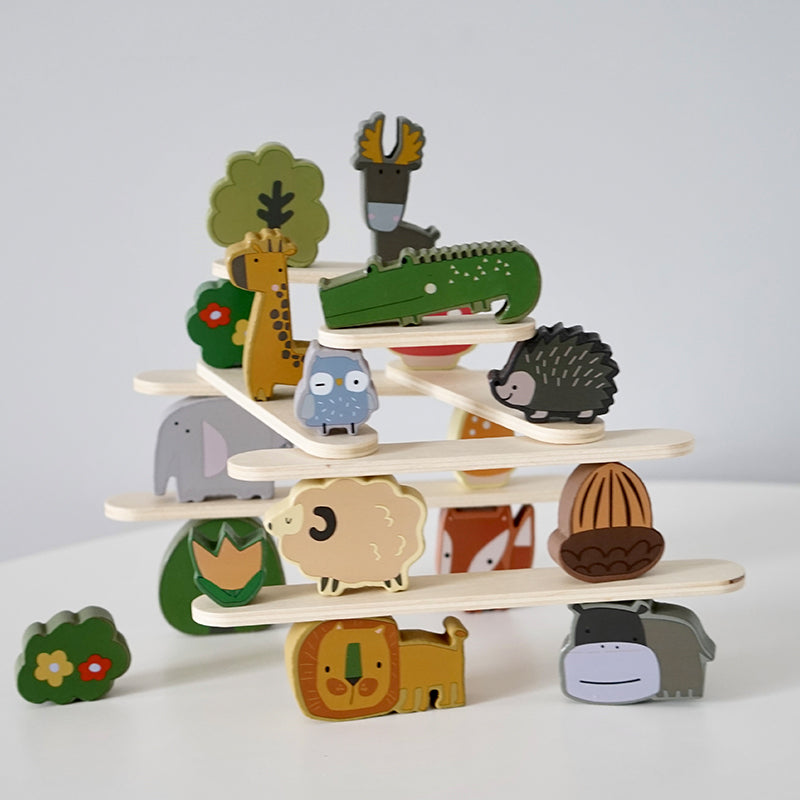 Montessori Animal Stacking Blocks - Wooden Balance Puzzle for Toddlers