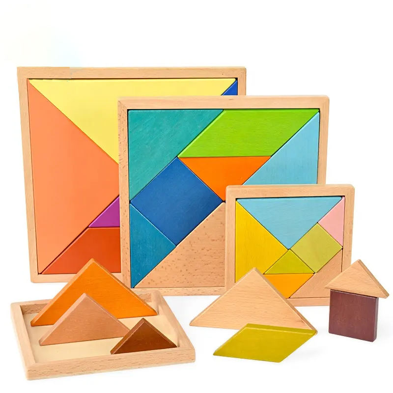 Wooden Colorful Jigsaw Tangram Puzzle