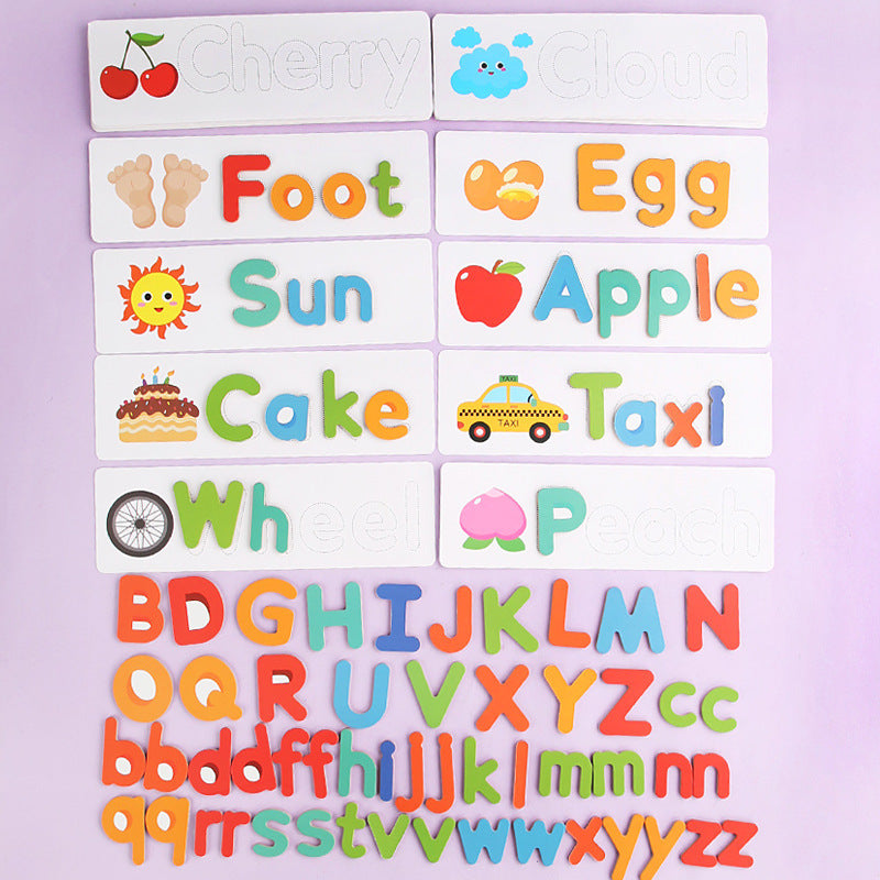Montessori Wooden Letters – 78-Pc Jigsaw Word Spelling Toy