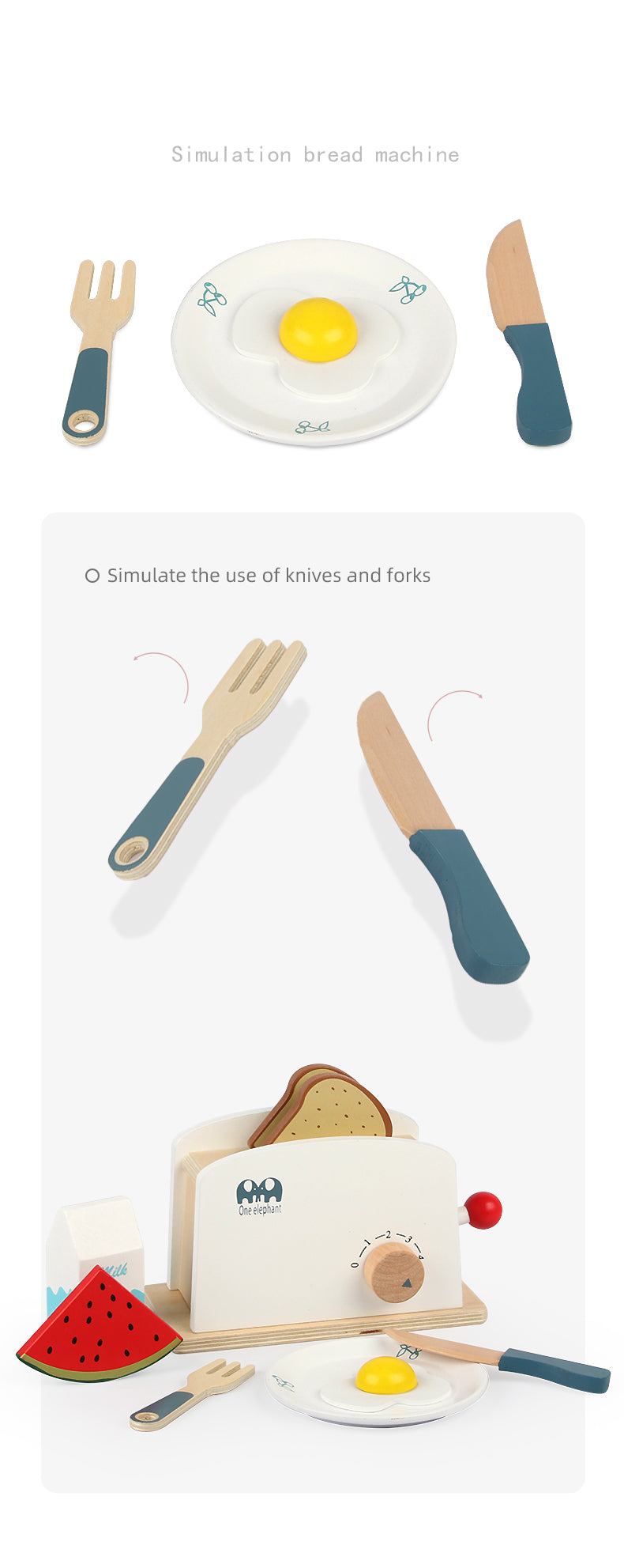 Wooden Toaster Toy Kitchen Playset