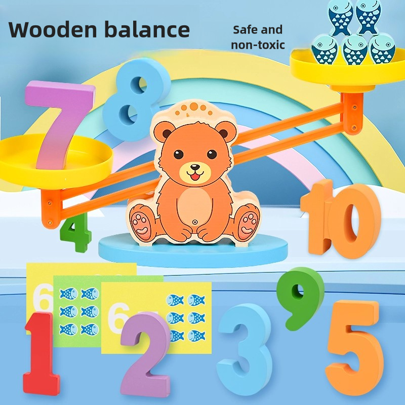 Number Learning Scale – Wooden Bear Counting Toy for Early Math Skills