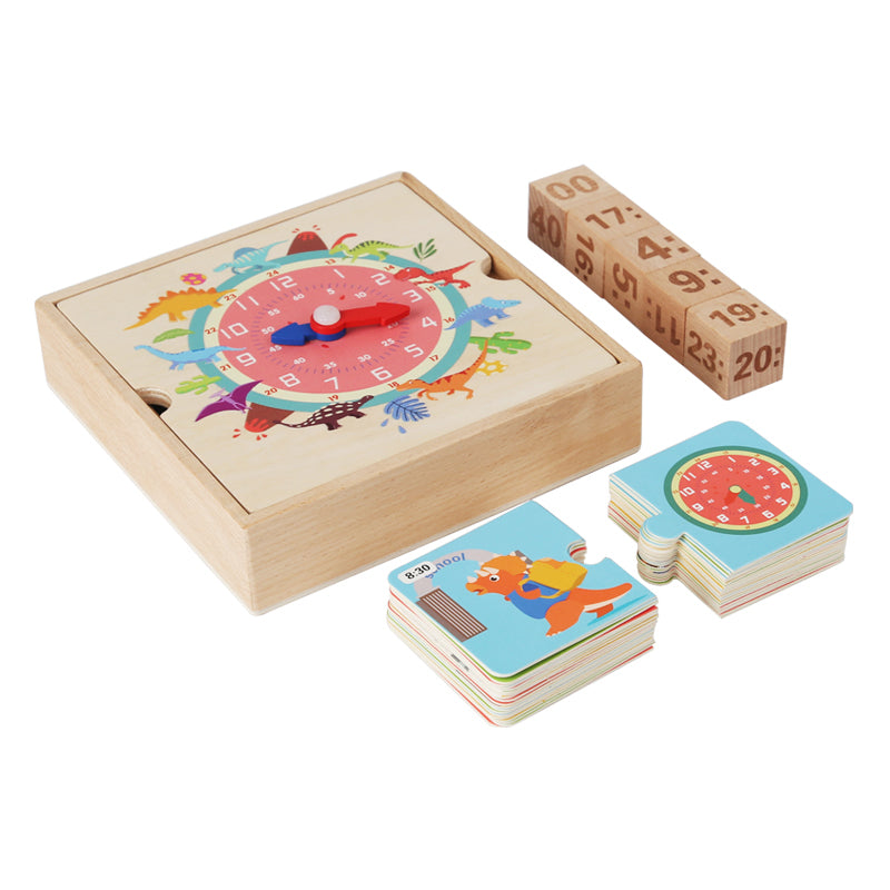 Montessori Wooden Learning Clock - Cognitive Building Blocks & Tabletop Game