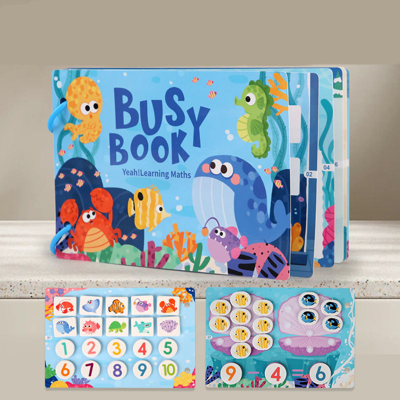 Wooden Busy Activity Book - Early Learning Puzzle & Matching Game for Kids