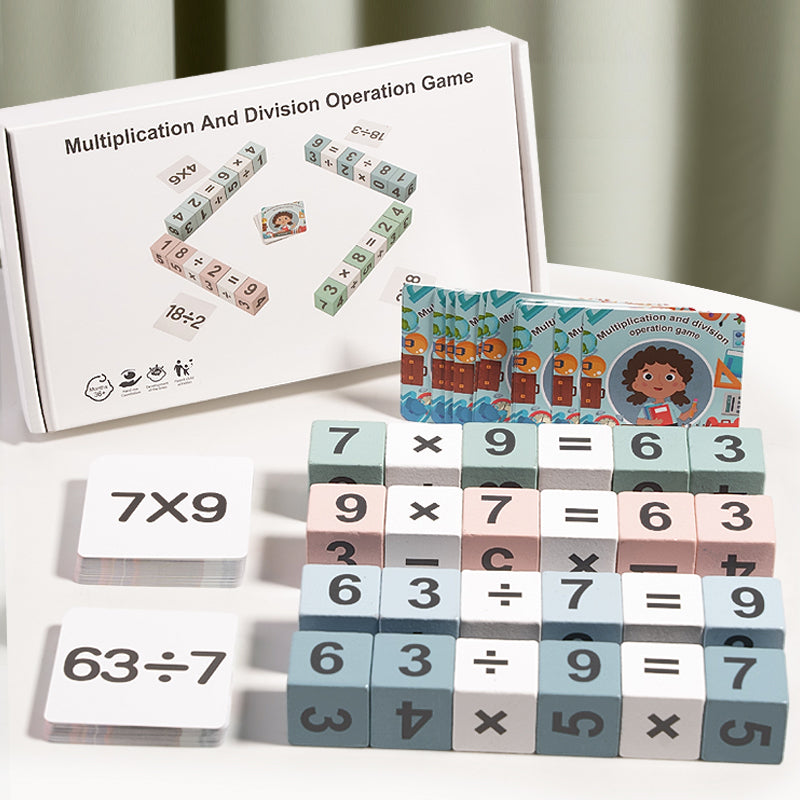 Wooden Math Blocks – Number Matching & Multiplication Game (Parent-Child Activity)