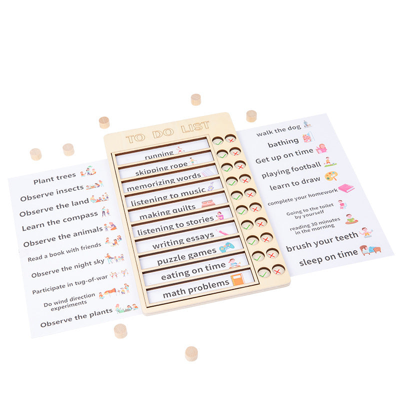 Kids' Daily Routine Board - Wooden Schedule Planner for Self-Discipline (Ages 5-10)