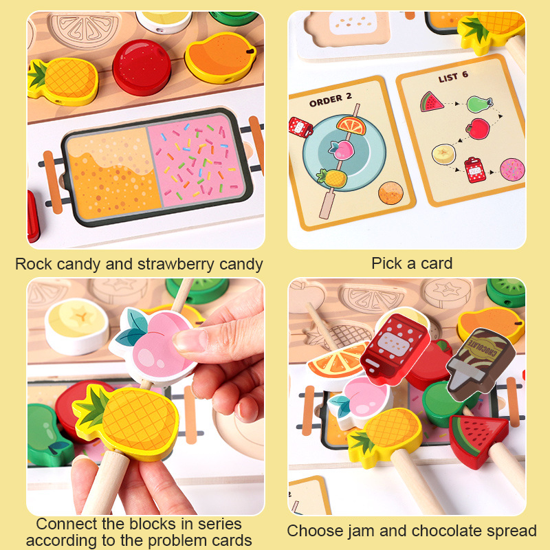 Wooden Fruit Puzzle Sticks – Montessori Early Learning & Kitchen Pretend Play Toy