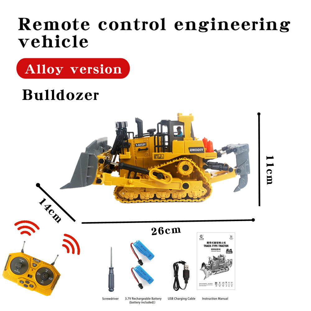 RC Bulldozer 9-Channel Remote Control Engineering Vehicle - Alloy Version