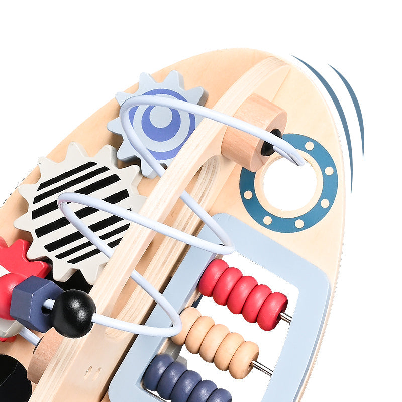 Wooden 4-in-1 Rocket Activity Cube
